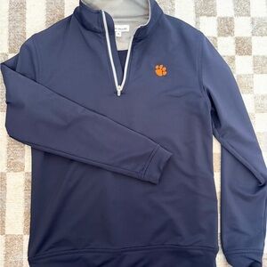 Boy’s Peter Millar Navy Clemson Quarter-Zip Pullover